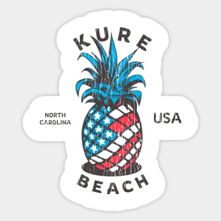Kure Beach, NC Summertime Vacationing Patriotic Pineapple Sticker